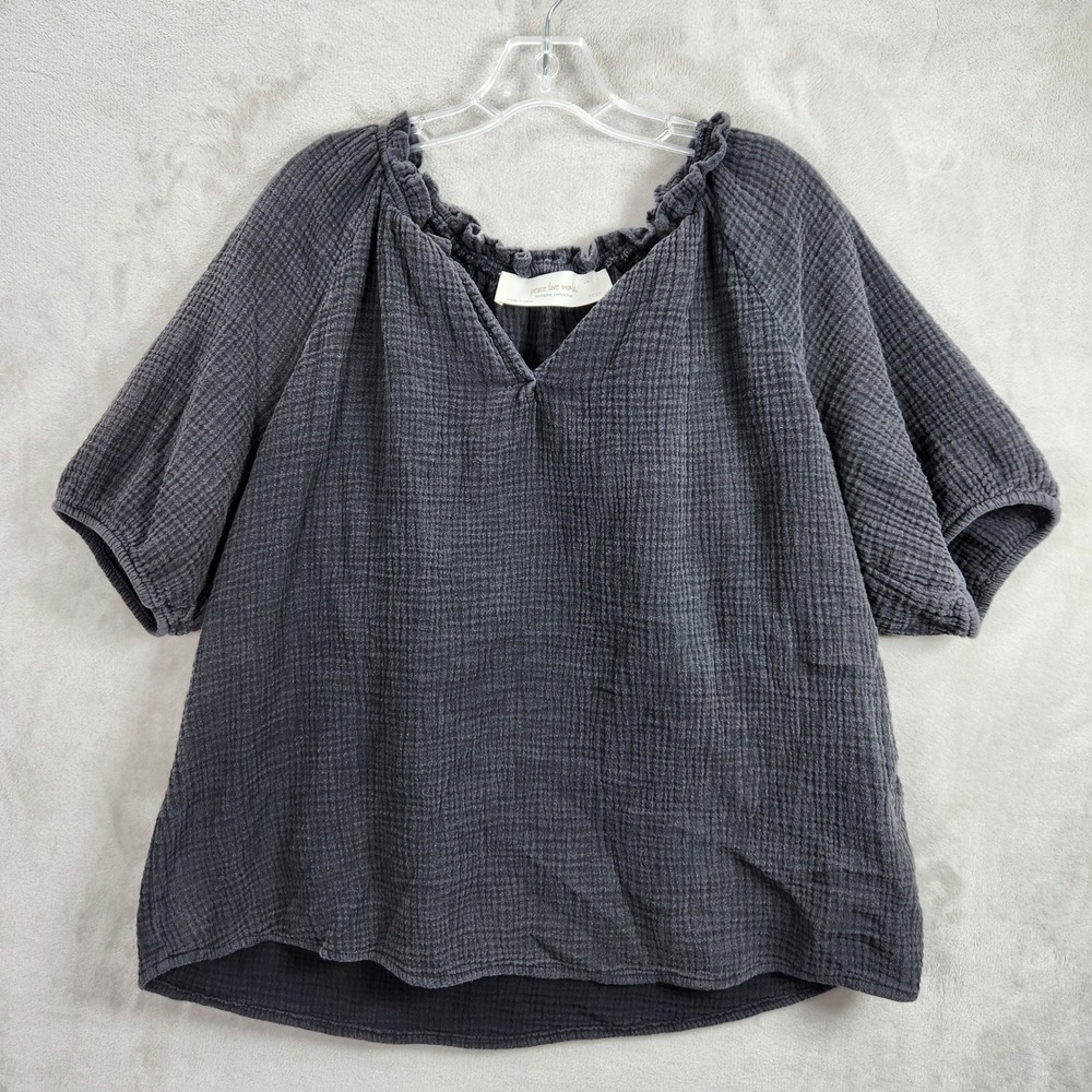 Peace Love World Small Black Boheme Feminine Popover Elbow Sleeve Blouse A691382